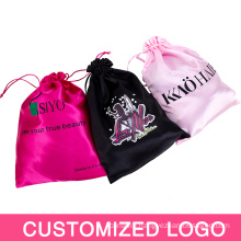 Customize Logo Silk Drawstring Pouch Satin Wig Bags